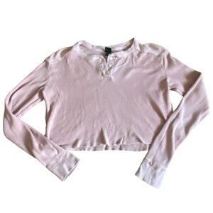 Wild Fable Womens Waffle Knit Cropped Thermal Shirt-Pink-Size M-GUC